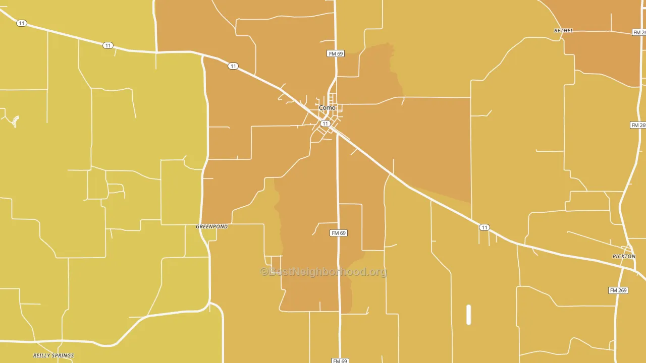 Map of the best neighborhoods in the Como area, with better matches in green and worse matches in red