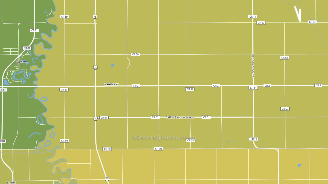 Map of the best neighborhoods in the Comstock area, with better matches in green and worse matches in red