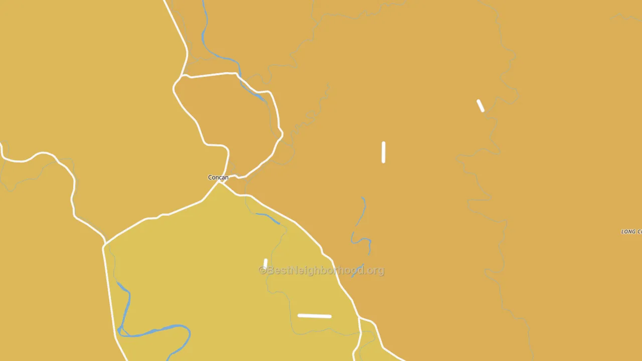 Map of the best neighborhoods in the Concan area, with better matches in green and worse matches in red