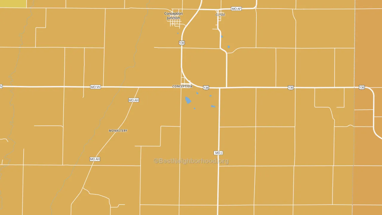 Map of the best neighborhoods in the Conception area, with better matches in green and worse matches in red