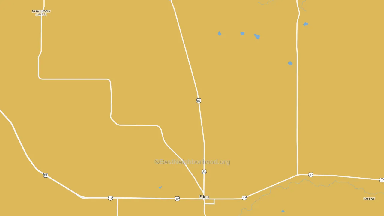Map of the best neighborhoods in the Concho County area, with better matches in green and worse matches in red