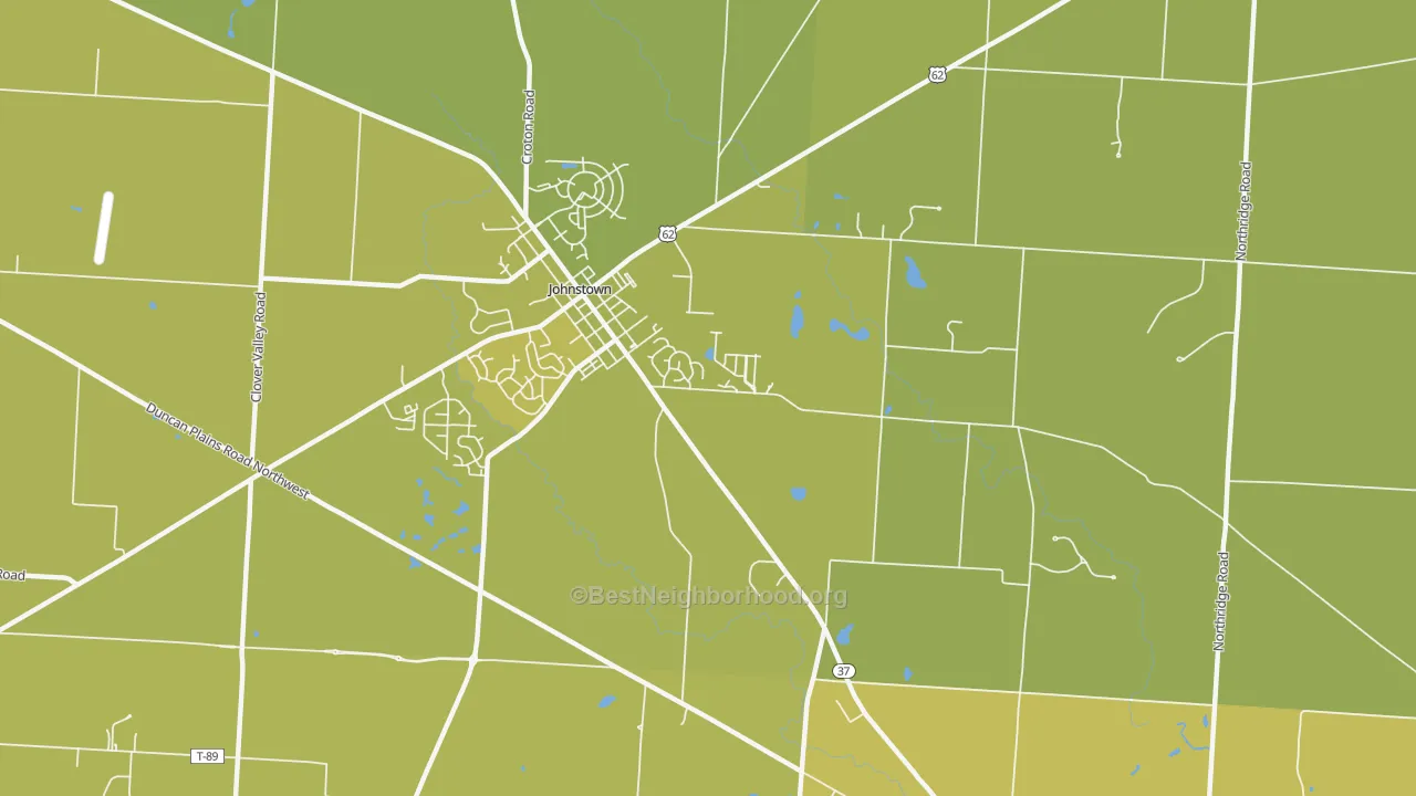 Map of the best neighborhoods in the Concord area, with better matches in green and worse matches in red