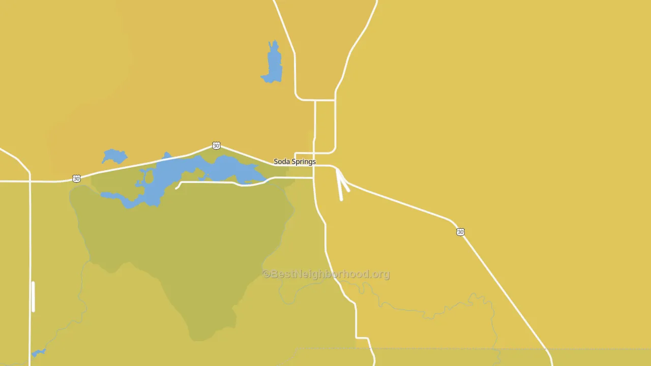 Map of the best neighborhoods in the Conda area, with better matches in green and worse matches in red