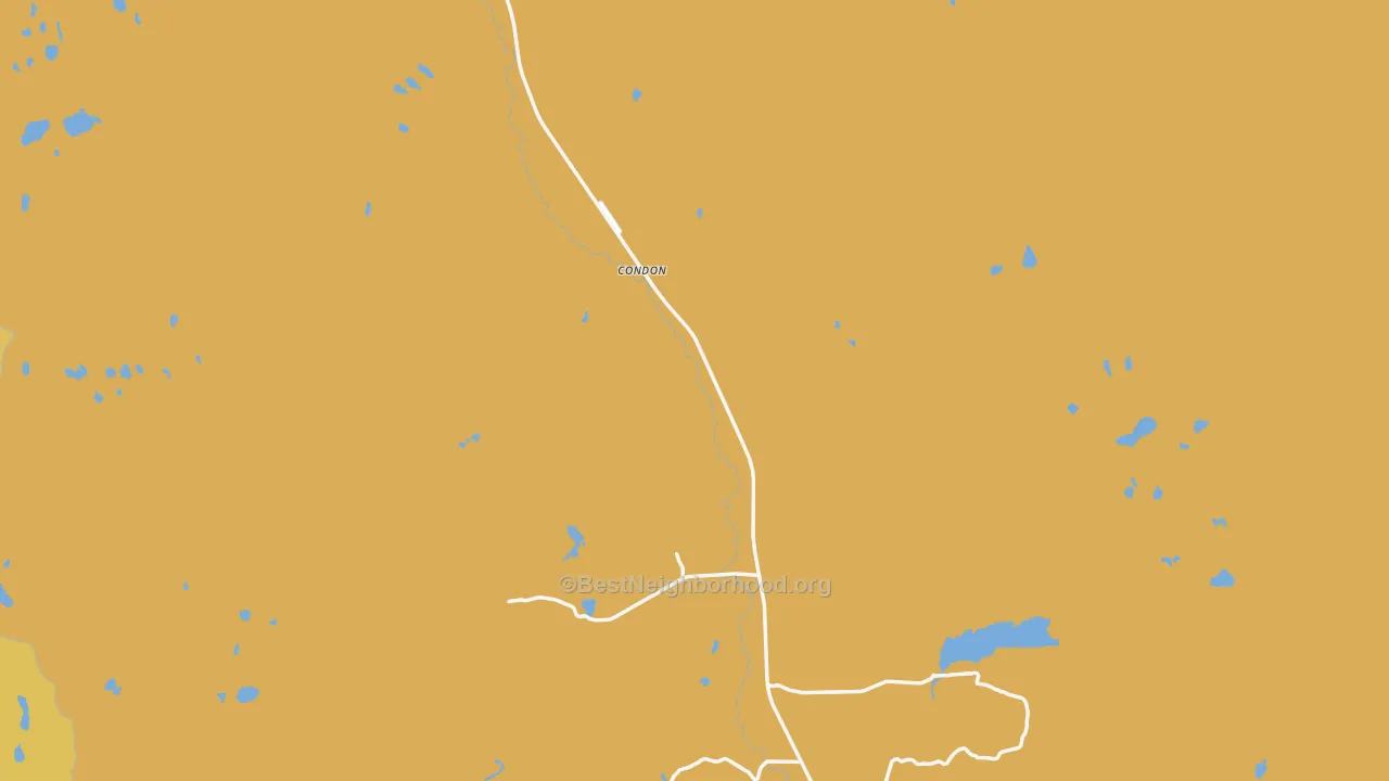 Map of the best neighborhoods in the Condon area, with better matches in green and worse matches in red