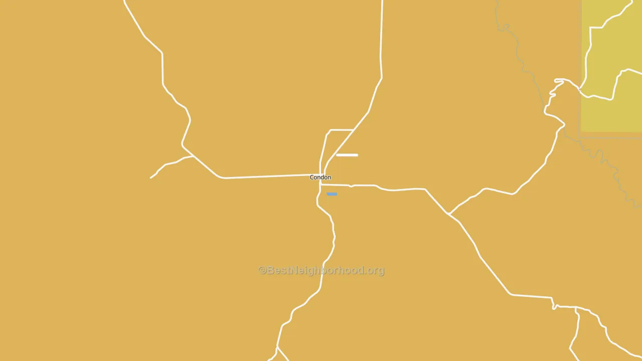 Map of the best neighborhoods in the Condon area, with better matches in green and worse matches in red