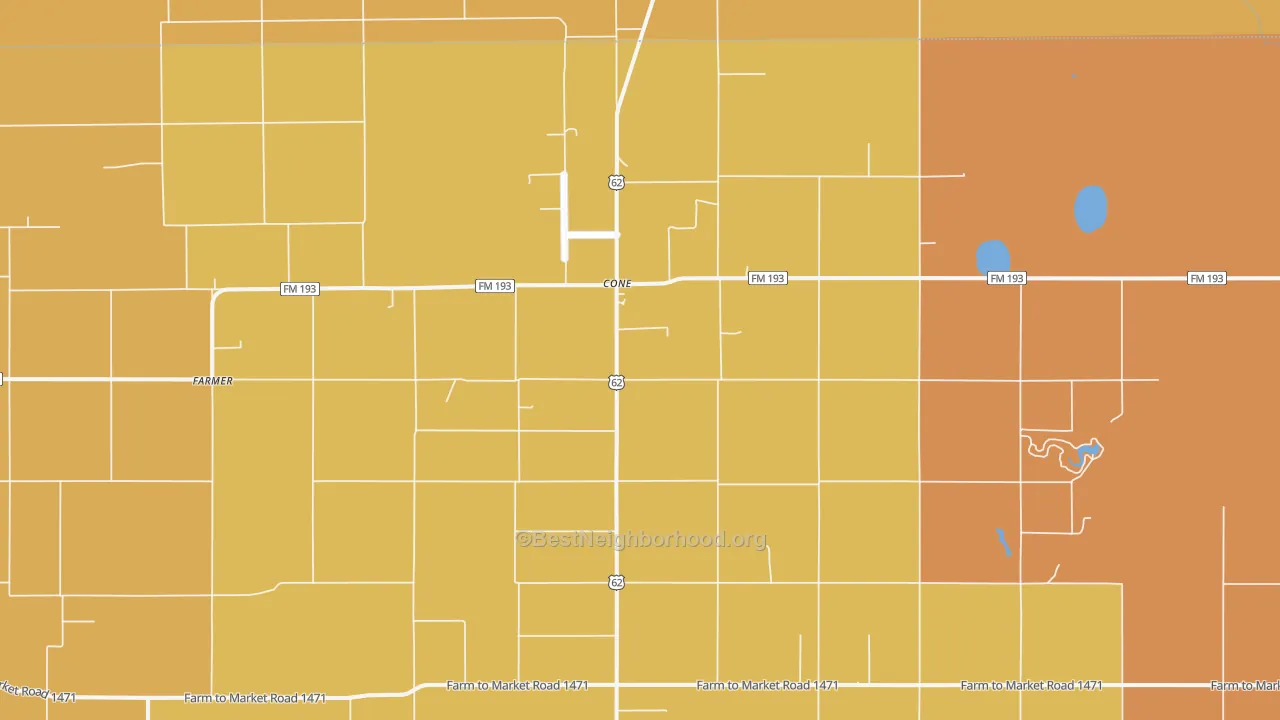 Map of the best neighborhoods in the Cone area, with better matches in green and worse matches in red