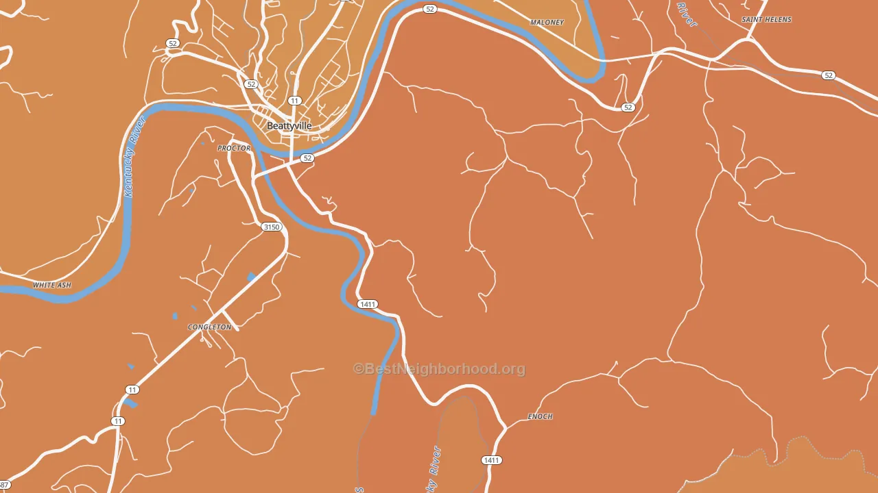 Map of the best neighborhoods in the Congleton area, with better matches in green and worse matches in red