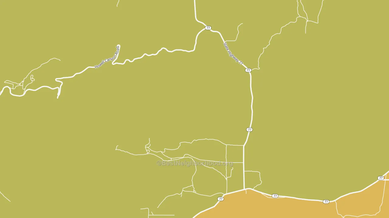 Map of the best neighborhoods in the Connor area, with better matches in green and worse matches in red