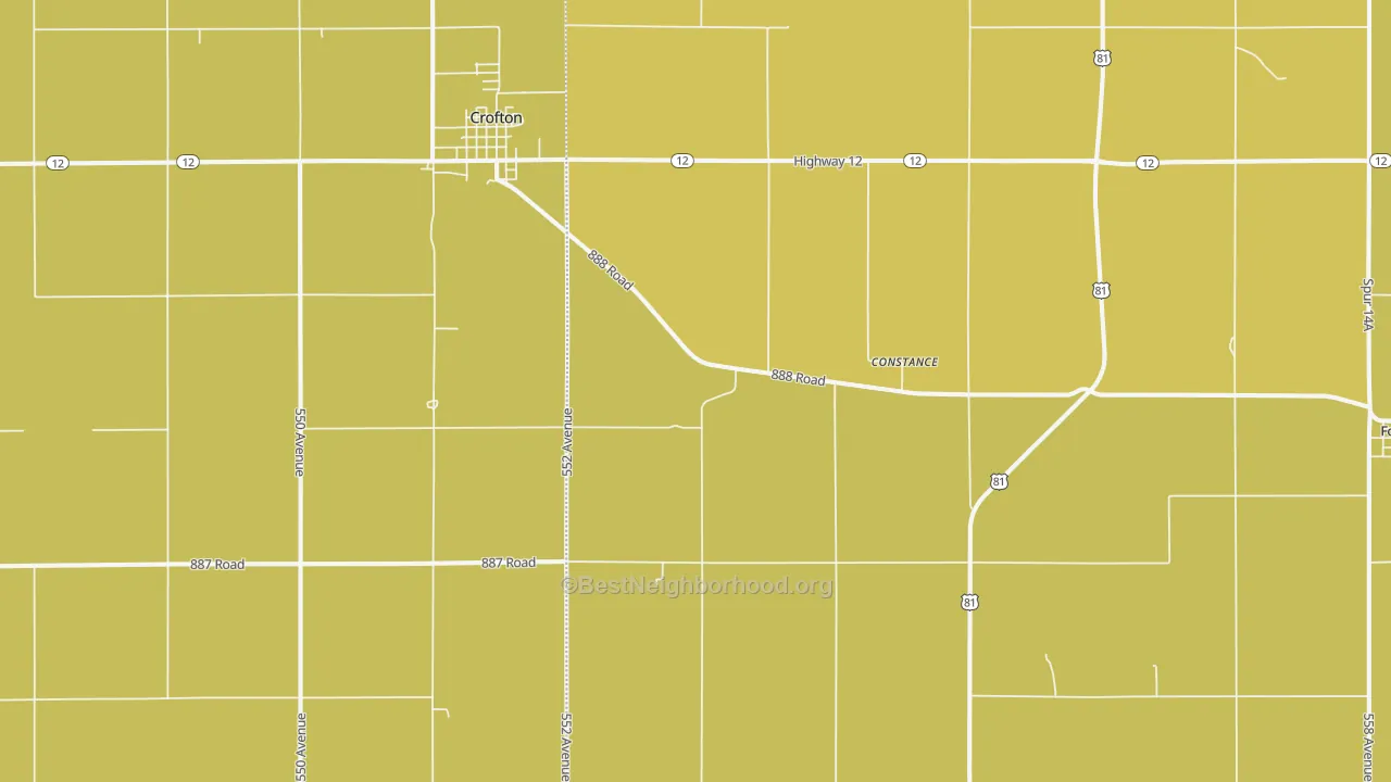 Map of the best neighborhoods in the Constance area, with better matches in green and worse matches in red