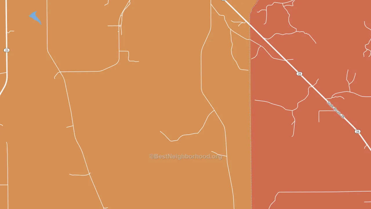 Map of the best neighborhoods in the Consul area, with better matches in green and worse matches in red