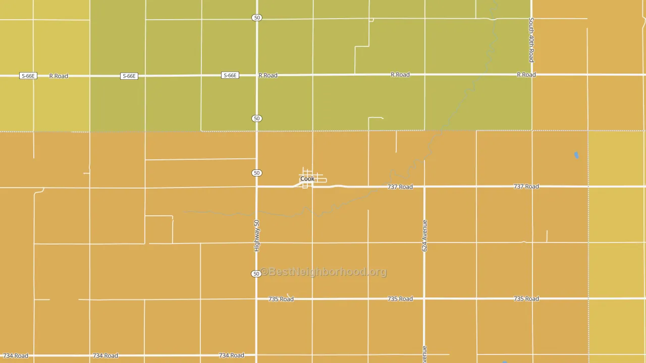 Map of the best neighborhoods in the Cook area, with better matches in green and worse matches in red