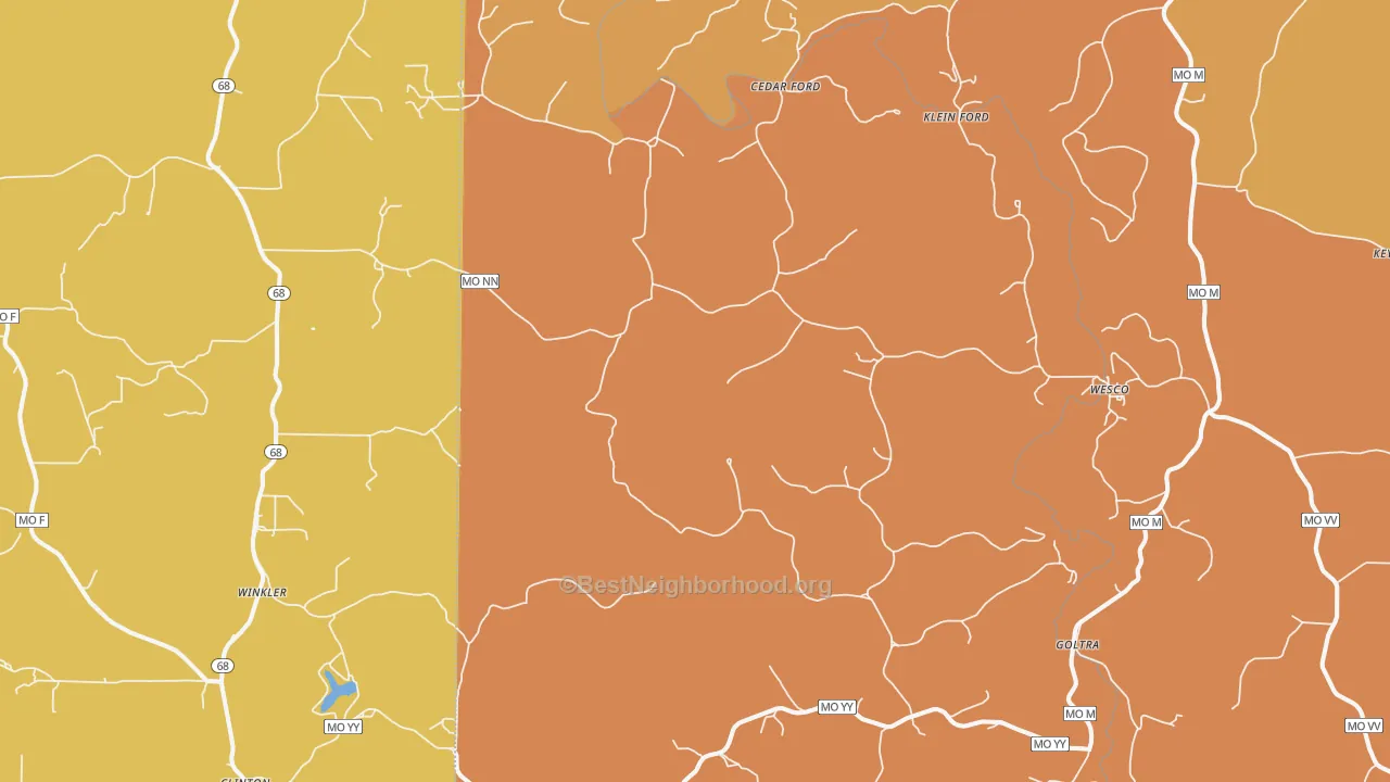Map of the best neighborhoods in the Cook Station area, with better matches in green and worse matches in red
