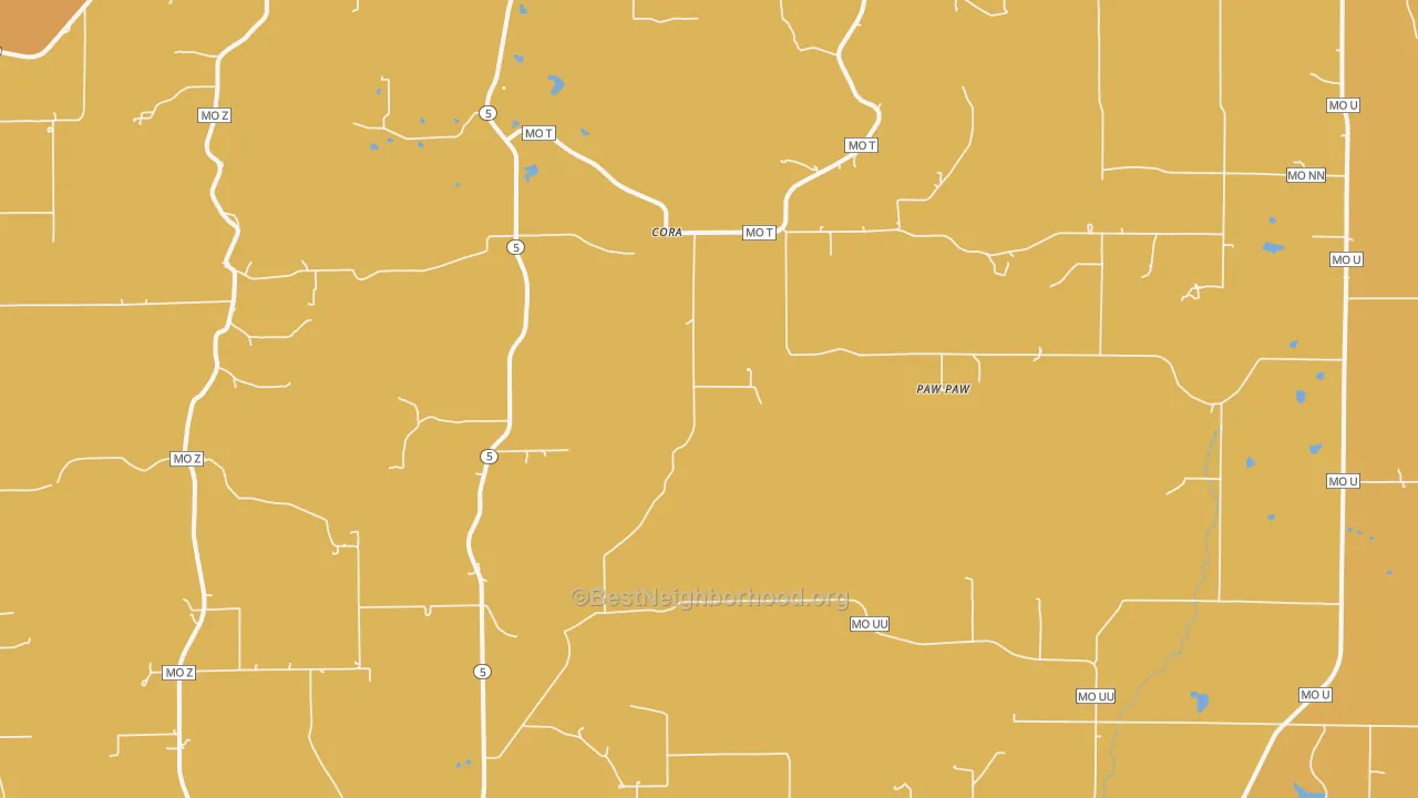Map of the best neighborhoods in the Cora area, with better matches in green and worse matches in red