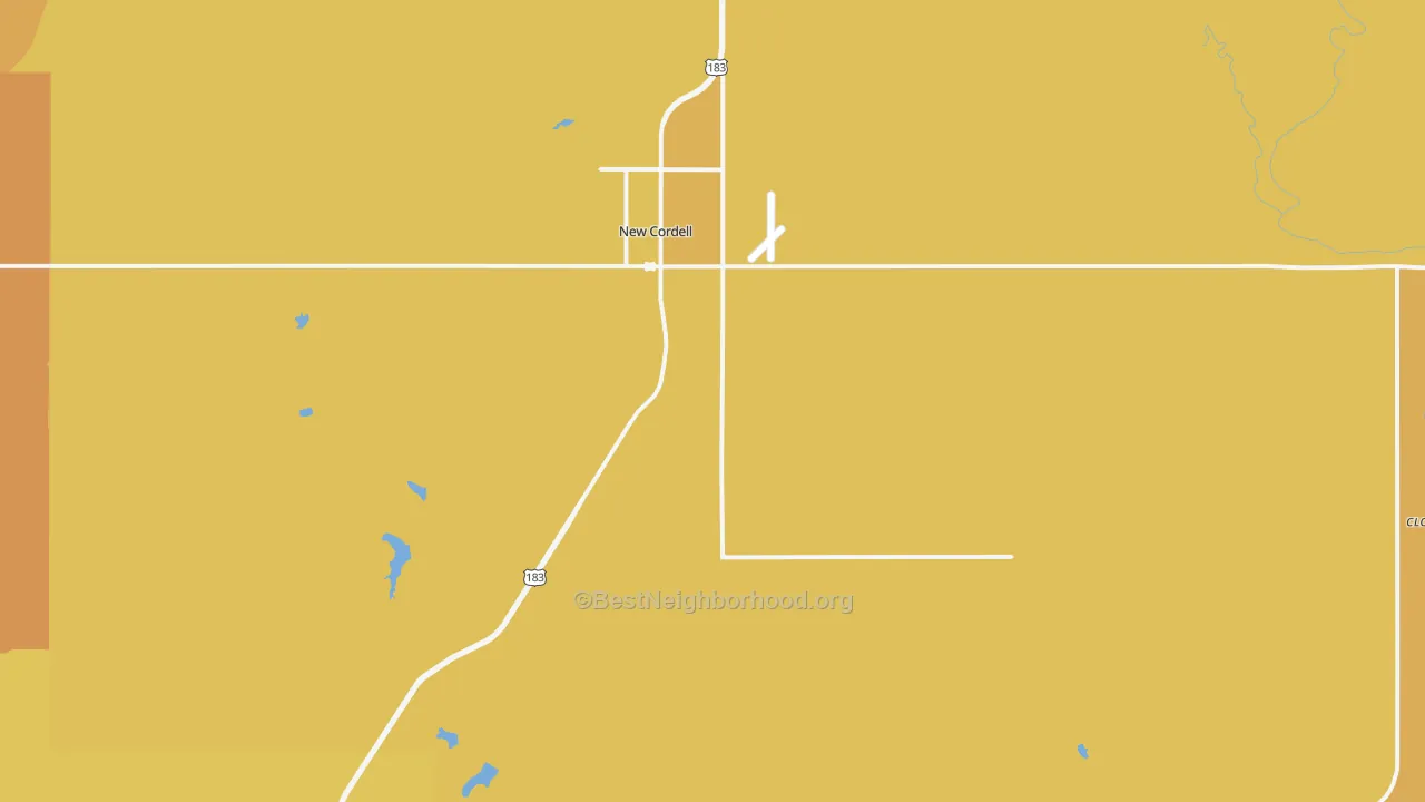Map of the best neighborhoods in the Cordell area, with better matches in green and worse matches in red