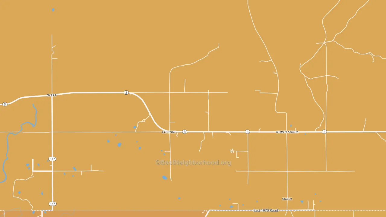 Map of the best neighborhoods in the Corinne area, with better matches in green and worse matches in red