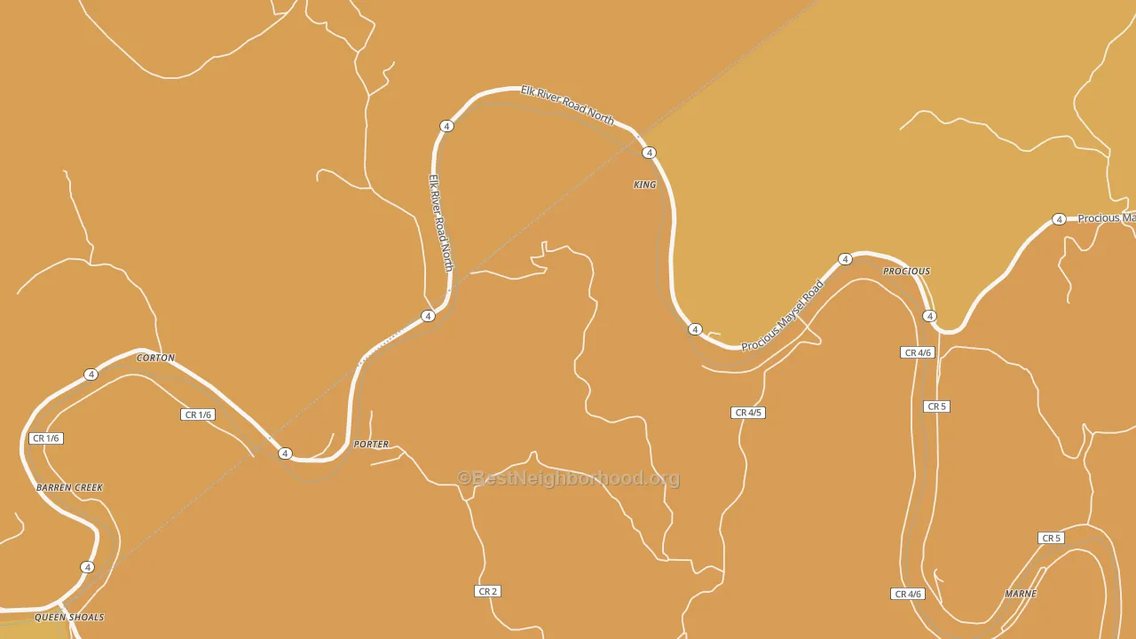 Map of the best neighborhoods in the Corton area, with better matches in green and worse matches in red