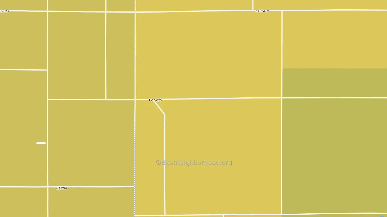 Map of the best neighborhoods in the Corwith area, with better matches in green and worse matches in red