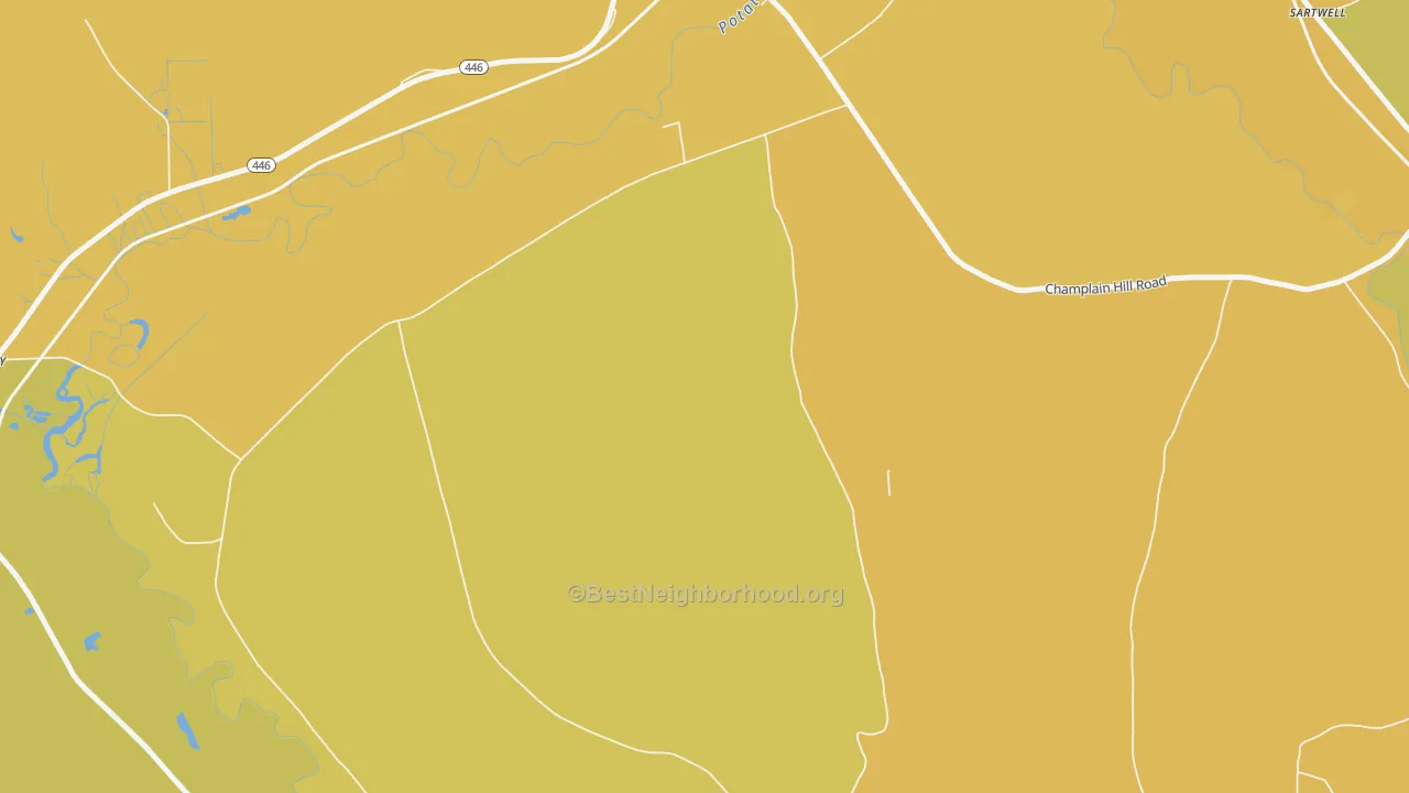 Map of the best neighborhoods in the Coryville area, with better matches in green and worse matches in red