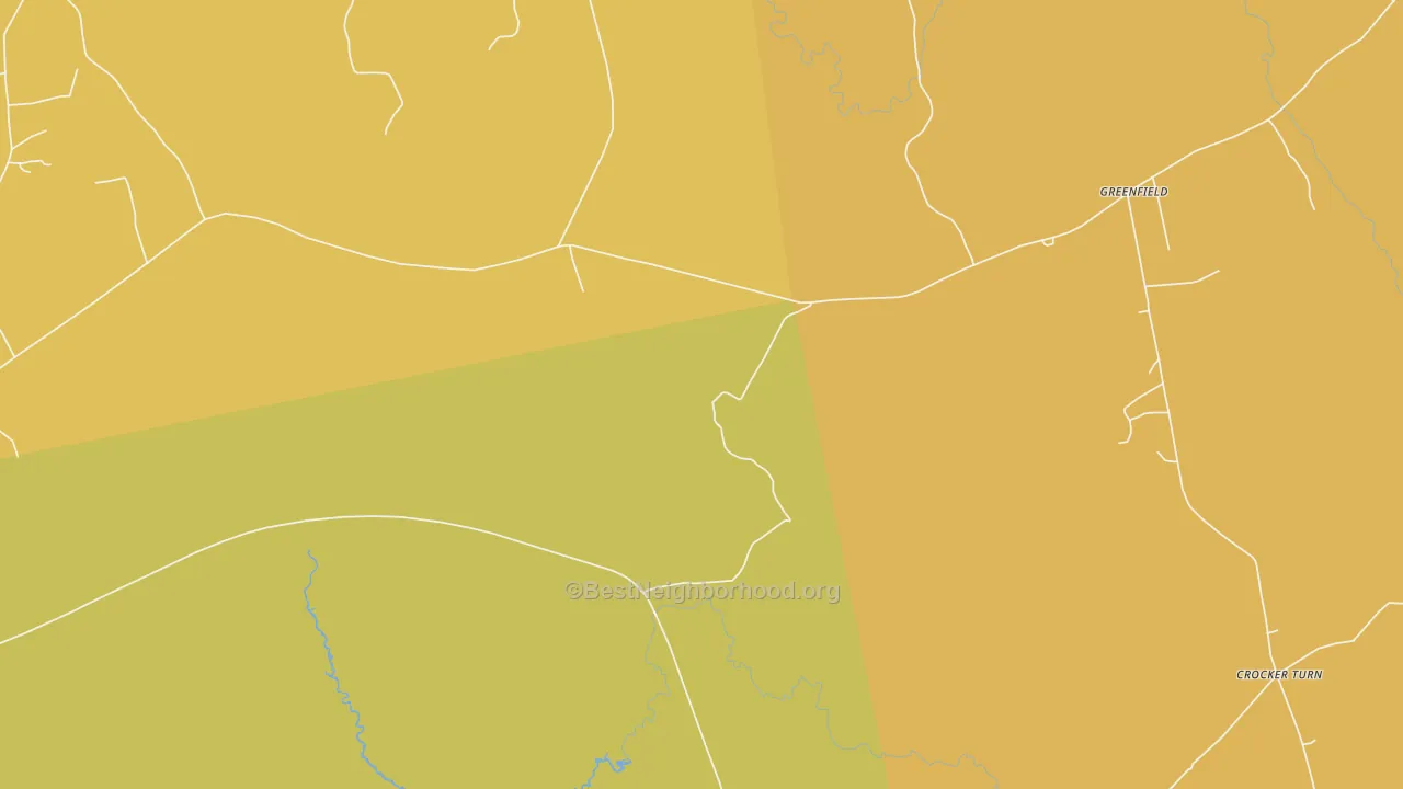 Map of the best neighborhoods in the Costigan area, with better matches in green and worse matches in red