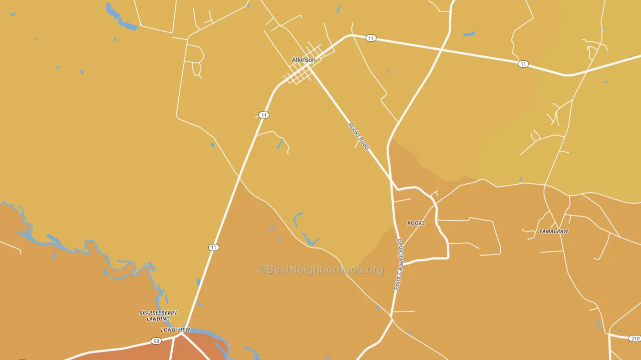 Map of the best neighborhoods in the Costin area, with better matches in green and worse matches in red