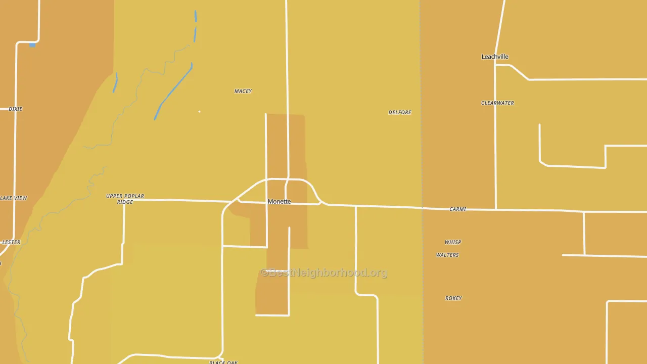Map of the best neighborhoods in the Cottonwood Corner area, with better matches in green and worse matches in red