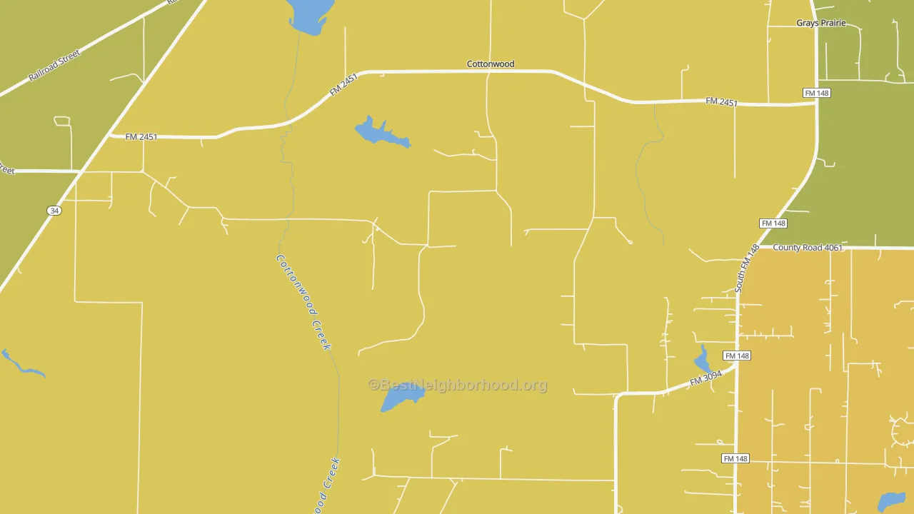 Map of the best neighborhoods in the Cottonwood area, with better matches in green and worse matches in red