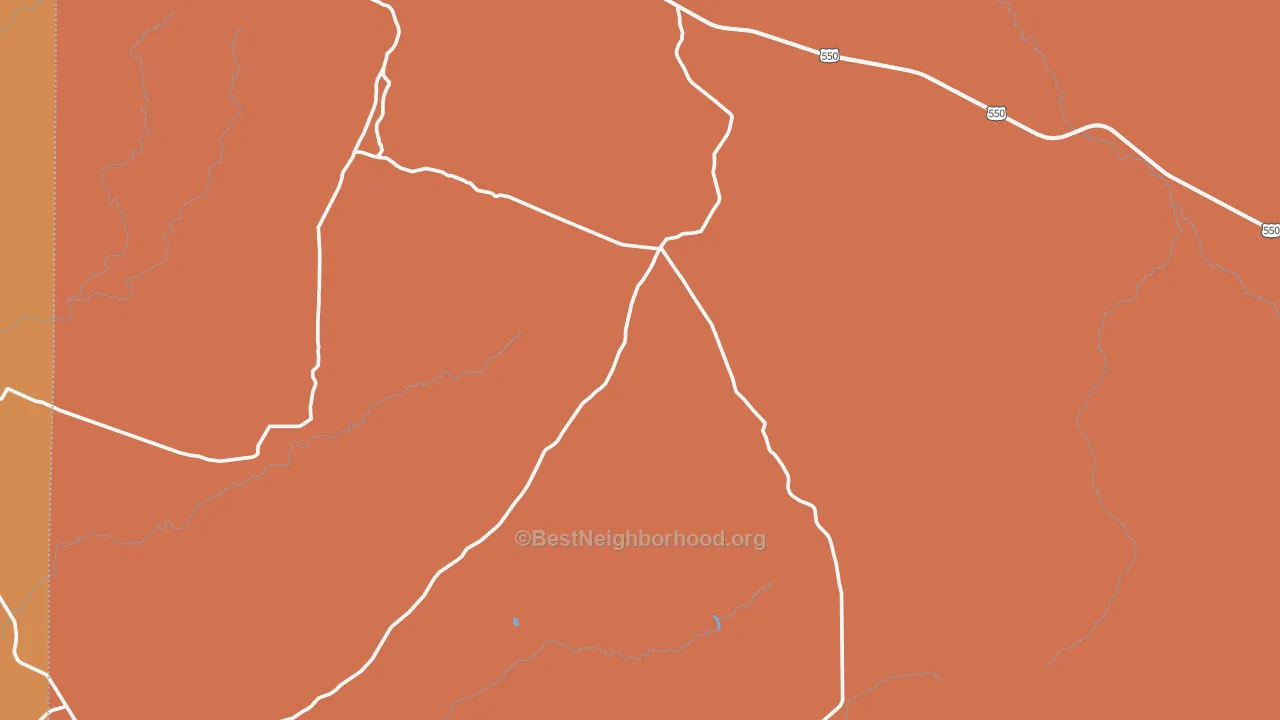 Map of the best neighborhoods in the Counselor area, with better matches in green and worse matches in red
