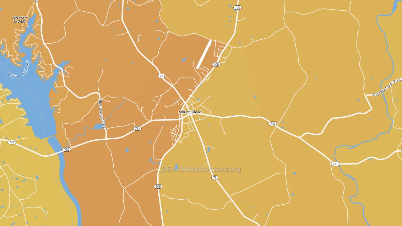 Map of the best neighborhoods in the Covington area, with better matches in green and worse matches in red