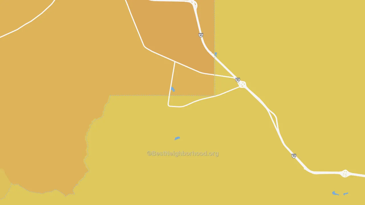 Map of the best neighborhoods in the Crackerville area, with better matches in green and worse matches in red