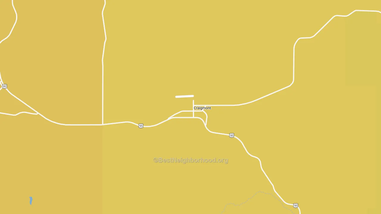 Map of the best neighborhoods in the Craigmont area, with better matches in green and worse matches in red