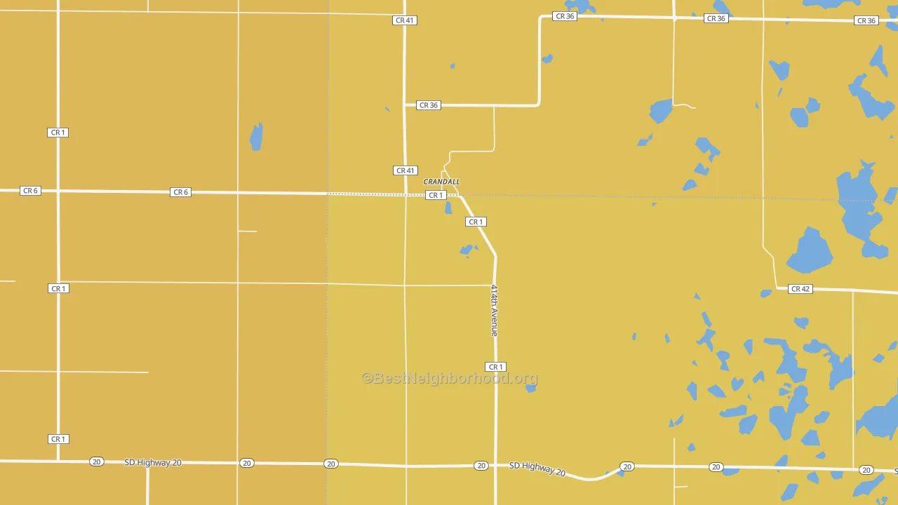 Map of the best neighborhoods in the Crandall area, with better matches in green and worse matches in red