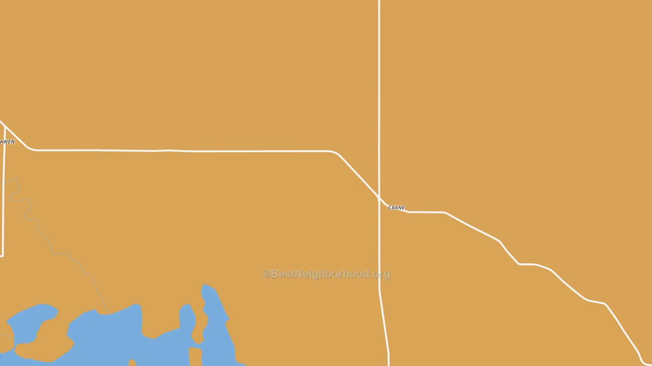 Map of the best neighborhoods in the Crane area, with better matches in green and worse matches in red
