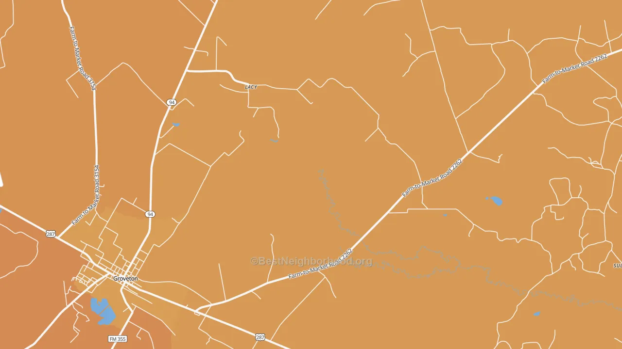 Map of the best neighborhoods in the Crecy area, with better matches in green and worse matches in red