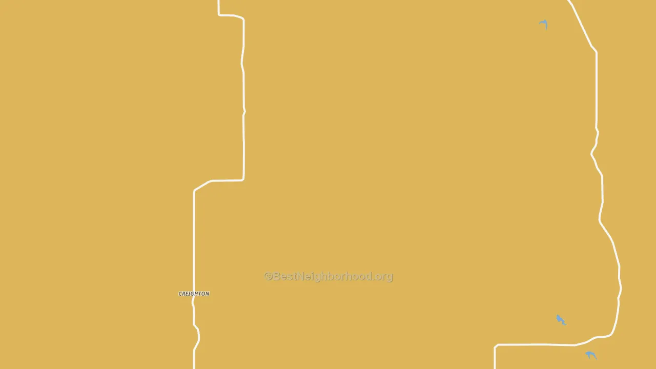 Map of the best neighborhoods in the Creighton area, with better matches in green and worse matches in red