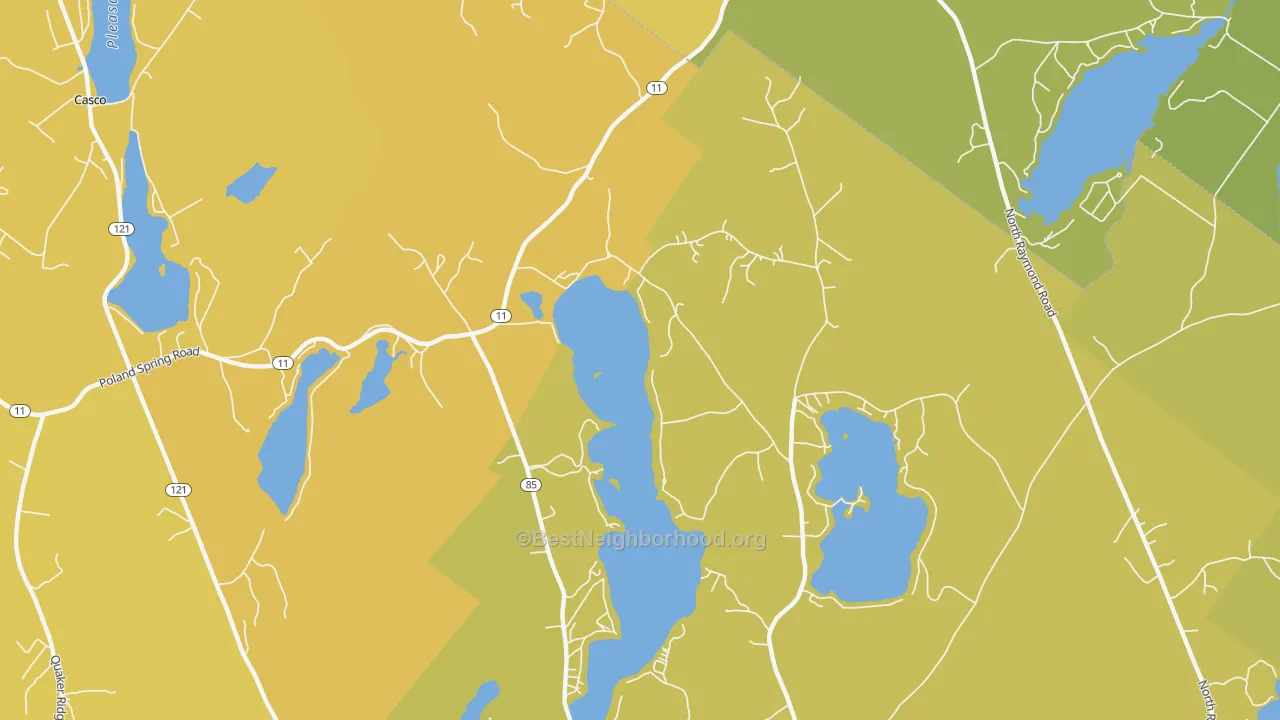Map of the best neighborhoods in the Crescent Lake area, with better matches in green and worse matches in red