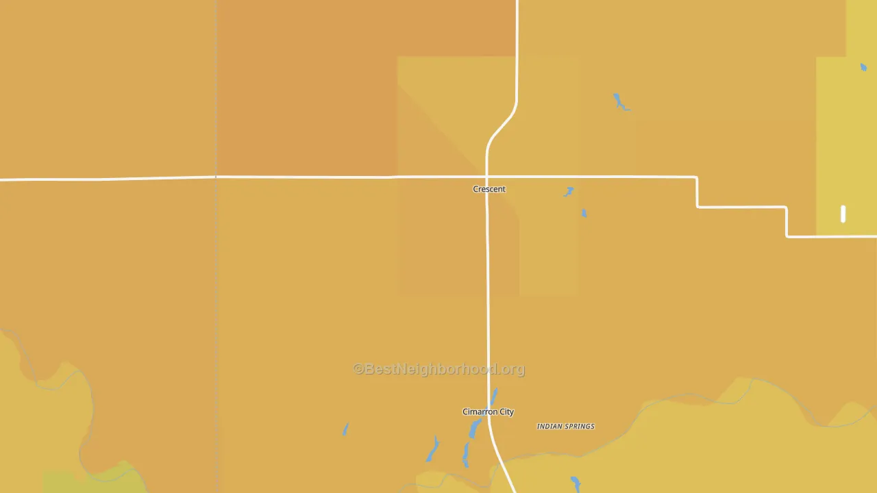 Map of the best neighborhoods in the Crescent area, with better matches in green and worse matches in red