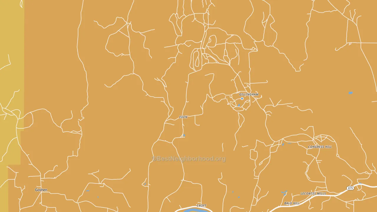 Map of the best neighborhoods in the Croft area, with better matches in green and worse matches in red