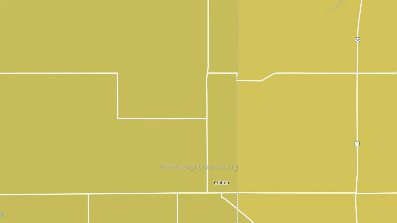Map of the best neighborhoods in the Crofton area, with better matches in green and worse matches in red