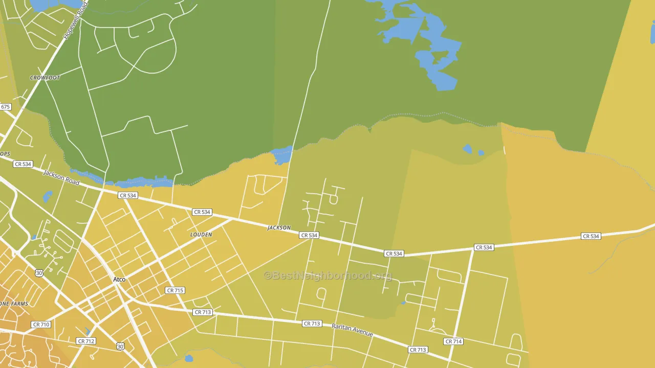 Map of the best neighborhoods in the Crowfoot area, with better matches in green and worse matches in red