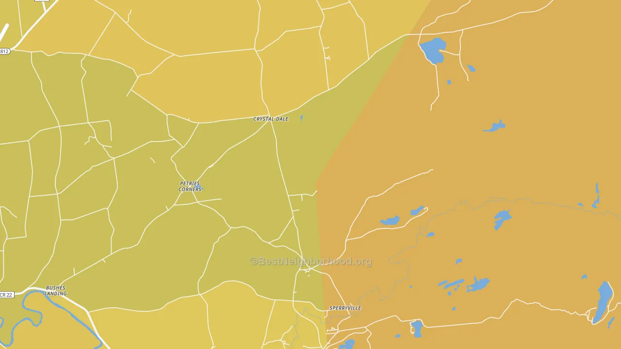 Map of the best neighborhoods in the Crystal Dale area, with better matches in green and worse matches in red