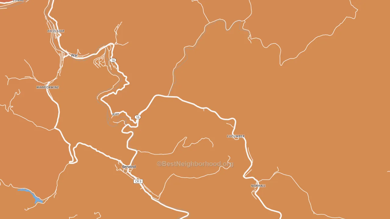 Map of the best neighborhoods in the Cucumber area, with better matches in green and worse matches in red