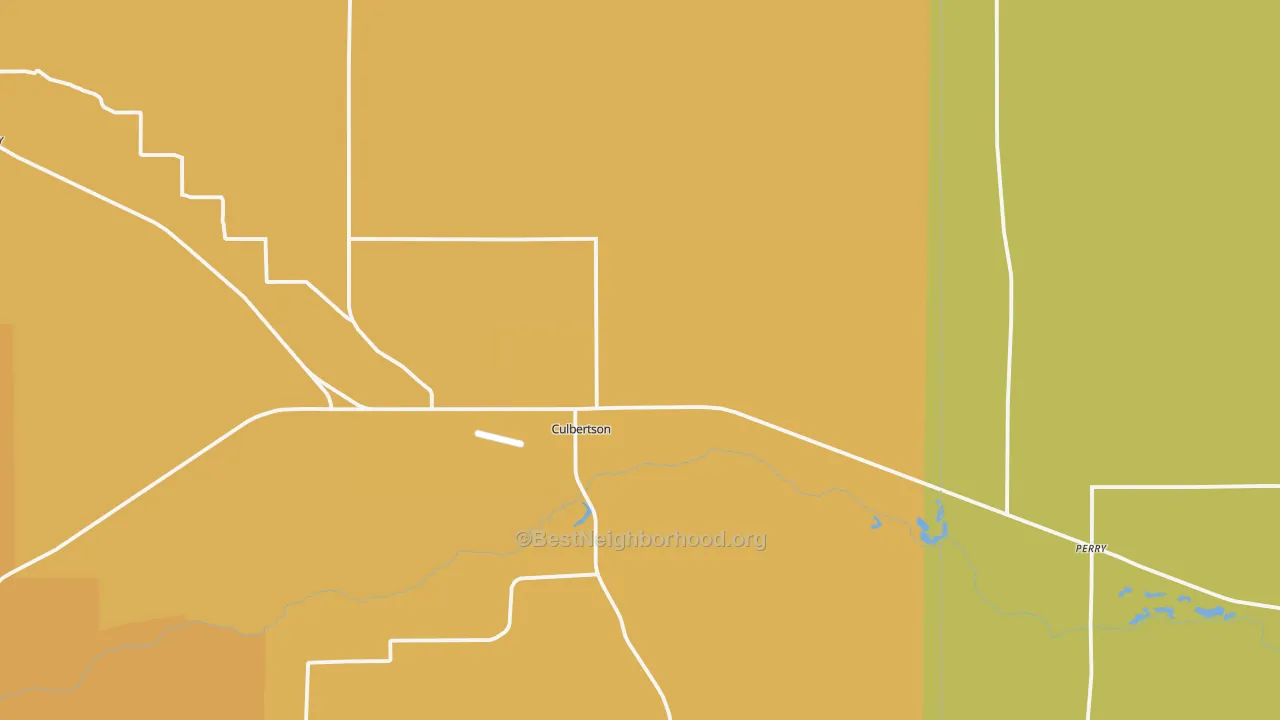 Map of the best neighborhoods in the Culbertson area, with better matches in green and worse matches in red
