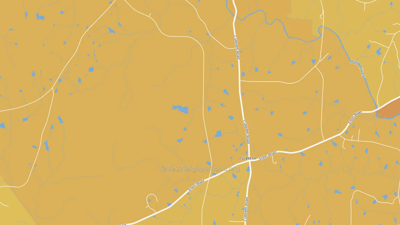 Map of the best neighborhoods in the Culbreth area, with better matches in green and worse matches in red
