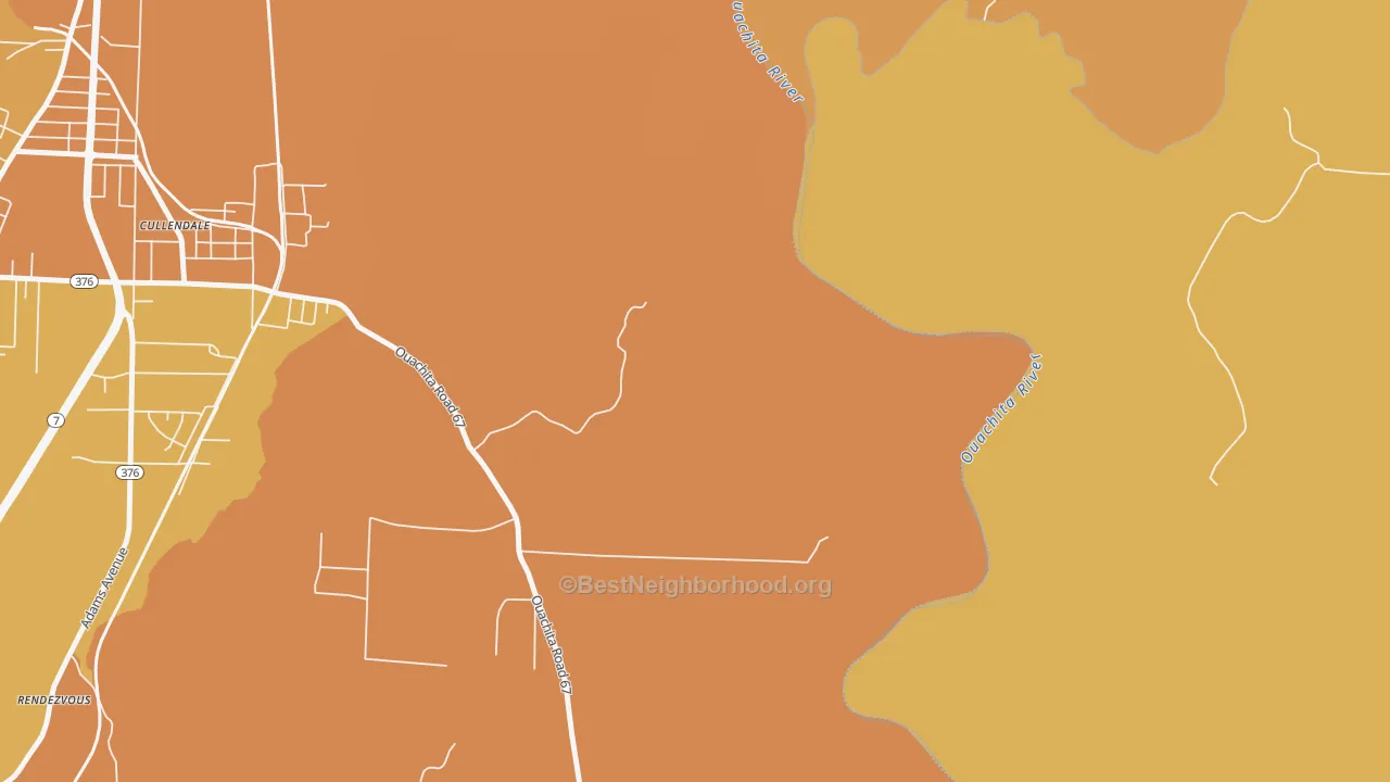 Map of the best neighborhoods in the Cullendale area, with better matches in green and worse matches in red