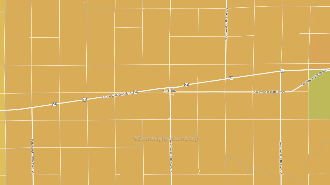 Map of the best neighborhoods in the Cullison area, with better matches in green and worse matches in red