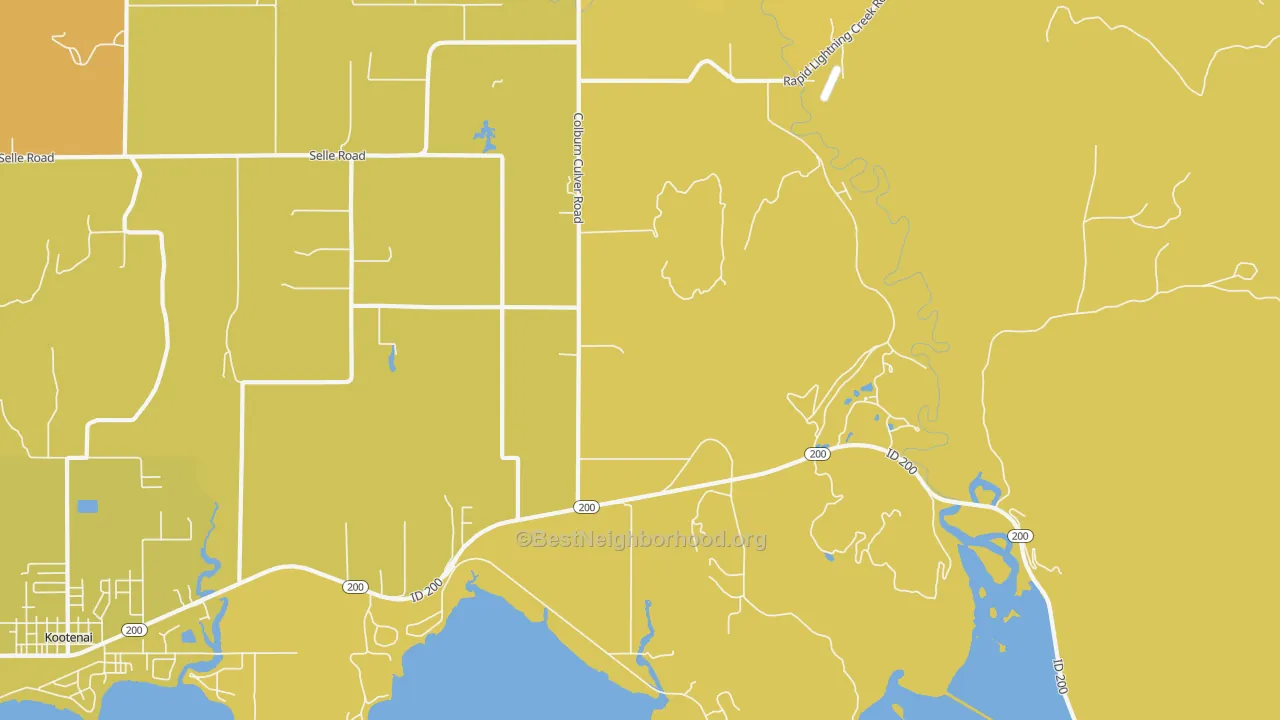 Map of the best neighborhoods in the Culver area, with better matches in green and worse matches in red