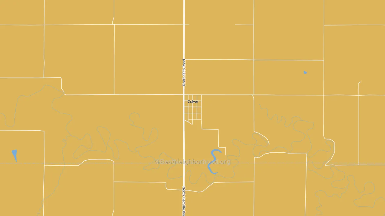 Map of the best neighborhoods in the Culver area, with better matches in green and worse matches in red