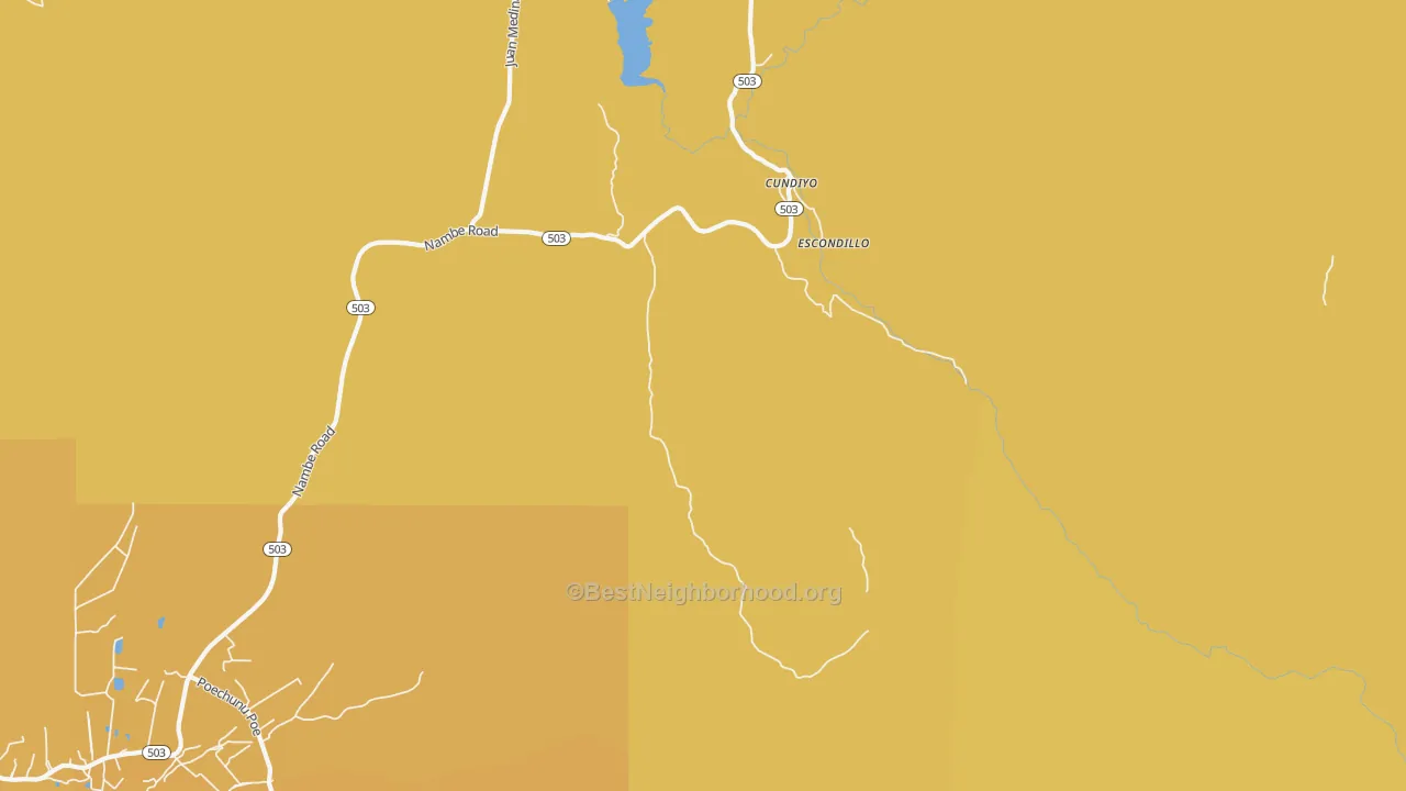 Map of the best neighborhoods in the Cundiyo area, with better matches in green and worse matches in red