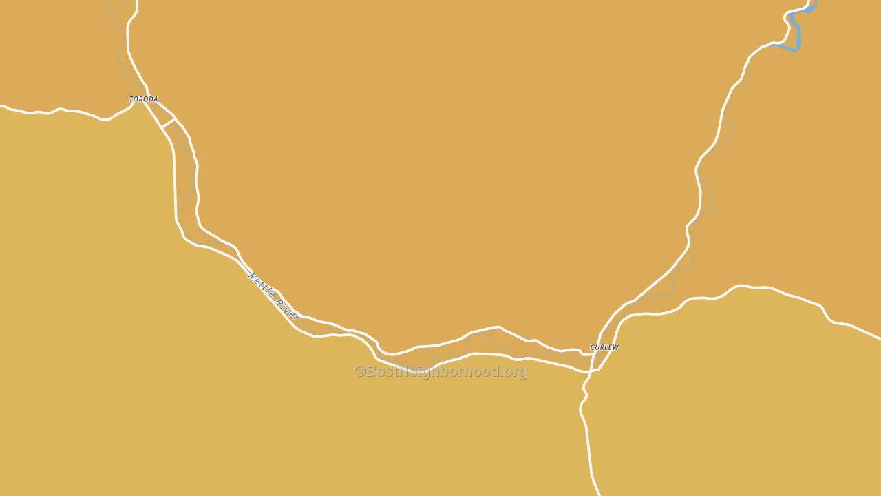 Map of the best neighborhoods in the Curlew area, with better matches in green and worse matches in red