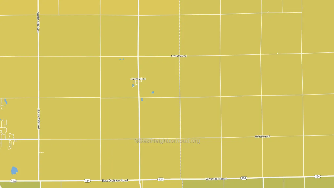 Map of the best neighborhoods in the Curryville area, with better matches in green and worse matches in red